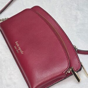 Kate Spade Burgundy Spencer East West Phone Crossbody Bag- pre-loved